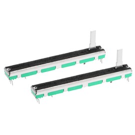 sourcing map 2pcs Fader Variable Resistors Mixer 75mm Straight Slide Potentiometer A203 20K Ohm Exponential Double Potentiometers for Dimming Tuning