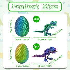 2PCS 3D Printed Dinosaur, 3D Printed Animals, 3D Printed Fidget Toy, Decoration for Home & Office, Desktop Exhibits, Stress Relief, Dinosaur Toy Set, Kids & Adults