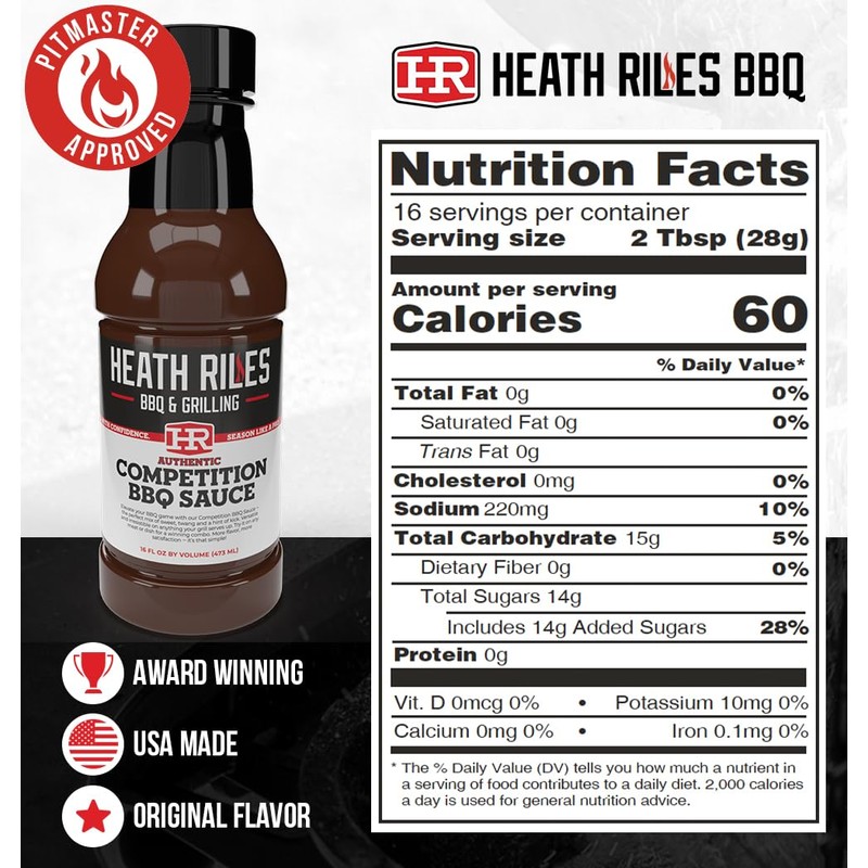 Heath Riles BBQ Competition Barbecue Sauce, Champion Pitmaster Recipe, Bottle