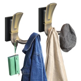 MUTUACTOR Magnetic Coat Hooks Heavy Duty,2PCS Anti-Slip Multi-Hooks Strong Magnetic Hooks for Hanging,Dual Brass Hooks for Storaging Bags Towels Purse Backpack Coats in Home Office