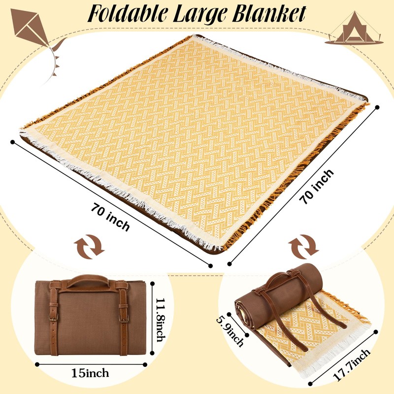 VitalCozy Waterproof Picnic Blankets Outdoor Blanket Foldable 2 in 1