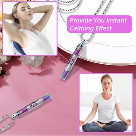 Breathing Necklace, Anxiety Relief Necklace, Stop Vaping Breath Link for Stress Relief & Calm Carry, Whistle Aids Air Inhaler for ADHD Yoga Meditation, Relax Gifts for Men Women (Colourful)