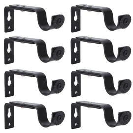 Creatyi Set of 8 Curtain Rod Brackets for 3/4 or 5/8 Inch Rod (Black)