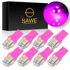 SAWE - 168 194 2825 T10 W5W 5050 5-SMD LED License Plate Dome Map Lights Bulbs (8 pieces) (Pink/Purple)