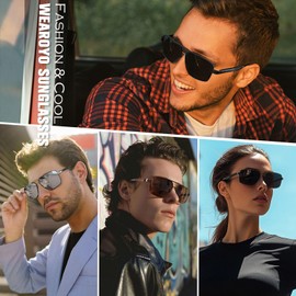 WEAROYO Premium Al-Mg Alloy Pilot Sunglasses for Men Women Polarized, UV400 Protection for Driving Golf Fishing, Square Al-mg Silver Frame/Ice Blue Lens