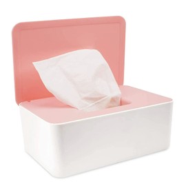 Dispensador de Toallitas Húmedas a Prueba Polvo Caja Almacenamiento Pañuelos con Tapa para Escritorio Oficina en Casa Color Blanco y Rosa Papel Recargable Práctica Funda Elegantes (blanco y rosa)