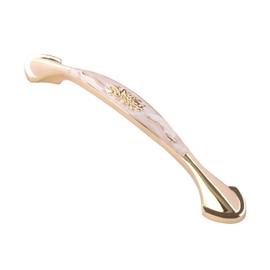 Solid Gold Cabinet Hardware Handle Pull Amber White with Gold Flower Dresser Wardrobe Pull - 5.04" (128mm) Hole Centers, 10 Pack, White Amber