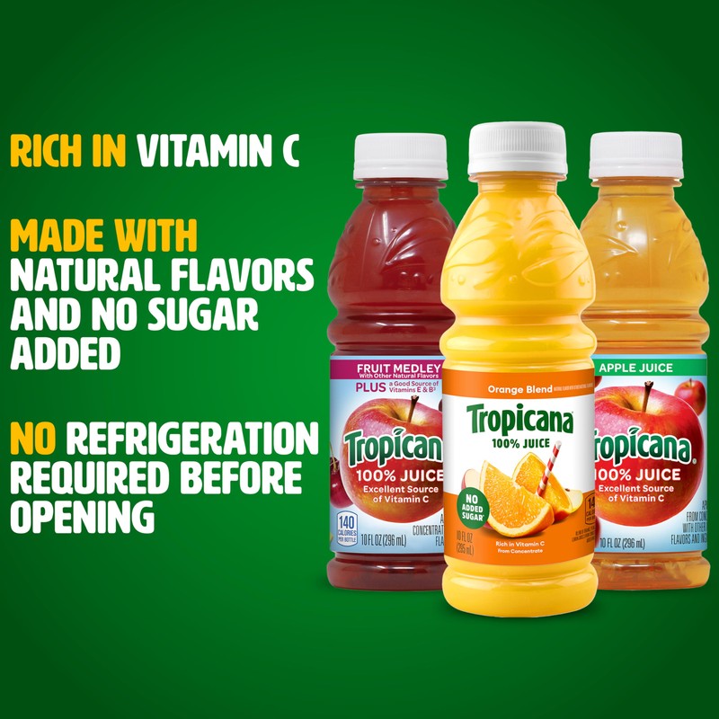 Tropicana 100% Juice 3-flavor Classic Variety Pack,10 Fl Oz (Pack