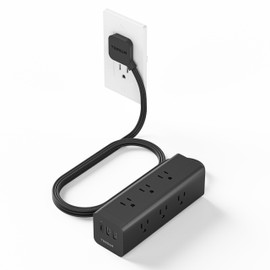 Surge Protector Power Strip, TESSAN 5 FT Extension Cord with Multiple Outlets Flat Plug, 12 Outlet Extender with 3 USB(1 USB C), 4-Sided Charging Station for Home Office Supplies Dorm Room Essentials