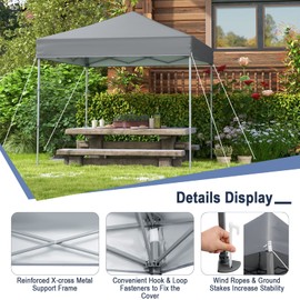 Tangkula 6.6x6.6 Ft Pop Up Canopy, 1 Person Instant Setup Canopy Tent with Center Lock, UPF 50+ Sun Protection, 8 Stakes, 4 Ropes, Portable Outdoor Canopy with Carrying Bag for Camp, Beach, Patio