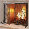 Kingson 2-Panel Fireplace Screen with Doors Handcrafted Wrought Iron Decorative