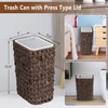 Trash Can with Lid, 2.6 Gallon Small Rattan Trash Can
