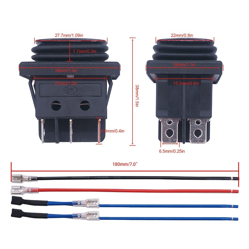 weideer Reverse Polarity Switch Waterproof 12V RV Jack Switch ON/Off/ON