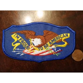 Vintage Voyager NEW I'm Proud to be American Embroidered Patch Iron-On Sew Eagle