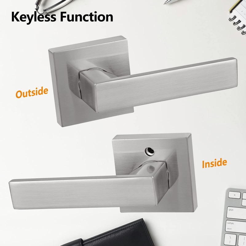 NEWBANG Hall/Closet Lever Handle Lock Satin Nickel Finish-Heavy Duty Door