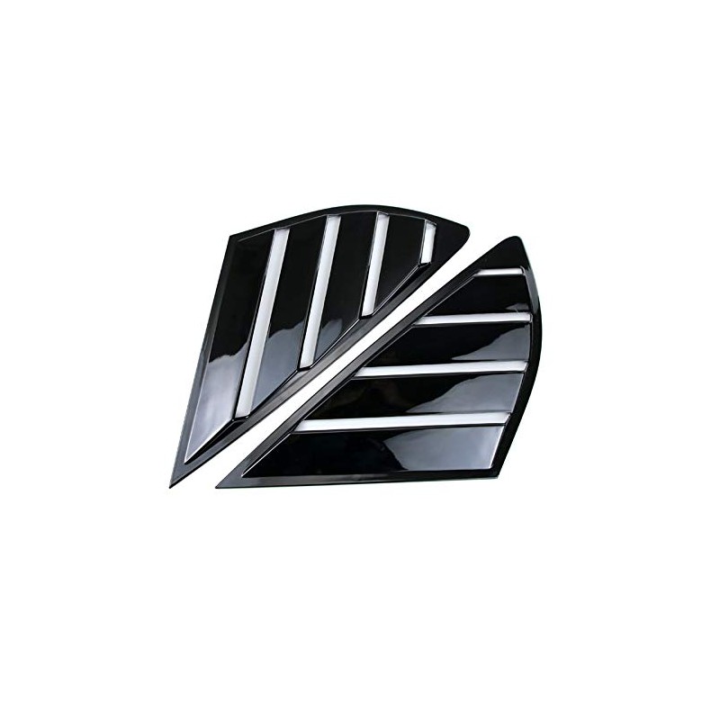 ruihe 2pc Shiny Black Rear Quarter Panel Window Side Louvers