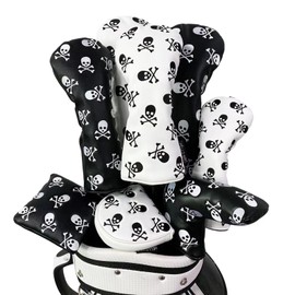 Golf Cover Golf Headcover Putter Cover Mallet Utility Headcover Fairway Wood Cover Driver UT DR FW Cover Small Skull Waterproof with Conversion Dag (For Utility, Black)