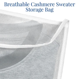 Breathable Cashmere Sweater Storage Bag, Convenient Snap With Flap Closure, Clear Window For Easy Identification, 14.5"x18.4", Pack Of 6, White