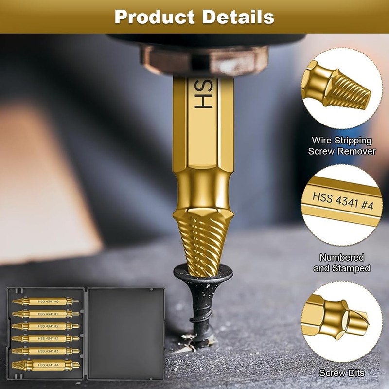 9 PCS Damaged Screw Extractor Set, Screw Grab Screw Removal