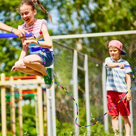 Jump Rope,2 Pack Long Jump Rope,Dutch Jump Ropes Long Rope Fitness Workout Tangle for Game/Skipping Rope Multiplayer Group (9.1 FT for Each Jump Rope) (Blue)