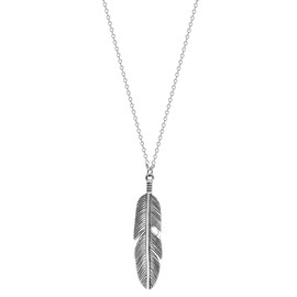 GIGB PBDK Boho Feather Pendant Necklace Chain Long Leaf Necklaces Sweater Necklaces Jewelry for Women (silver)