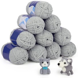 Coopay Crochet Yarn 10 x 50 g, 5 Faiding Soft Wool for Crochet, Hand Knitting Yarn for Beginners and Children, Cotton Baby Wool for Crochet and Knitting Project, Cotton Crochet Yarn - Silver Grey