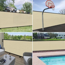 Windscreen4less Privacy Fence Screen 5' x 50' Heavy Duty Windscreen Fencing Mesh Fabric Shade Net Cover for Outdoor Wall Garden Yard Pool Deck, Beige