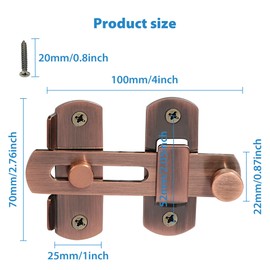 Alise 4 inch Flip Latch Gate Latches, Safety Door Lock for Barn Wood Fence Sliding French Doors,Heavy Duty SUS304 Stainless Steel Gate Hardware Red Bronze MS9500-R