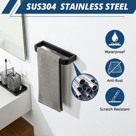 SAYAYO Bathroom Hand Towel Holder 25CM Towel Rail Wall Mounted, Heavy Duty SUS304 Stainless Steel Towel Ring with Drilling, Matte Black Finished