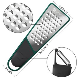 linoroso Cheese Grater & Peeler 2 in 1, Multifunction Kitchen Tool - Handheld Zester for Cheese, Butter, Peeler for Potato, Carrot, Cucumber - Razor Sharp Stainless Steel Blade with Protective Cover