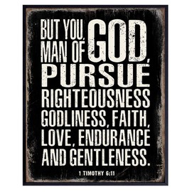 Christian Gifts for Men - Religious Gifts for Men - Catholic Gifts for Men - Religious Wall Decor - Masculine Christianity - God Wall Decor - 1&2 Timothy - Scripture Bible Verse Wall Art Decorations