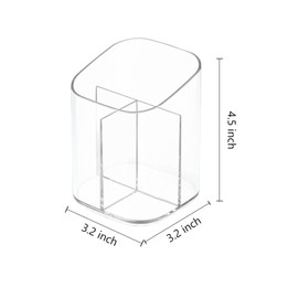 Newkita Acrylic Clear 3 Slots Pencil Pen Holder for Desk, Desktop Makeup Brush Storage Organizer Pen Cup Stand for Office School Home