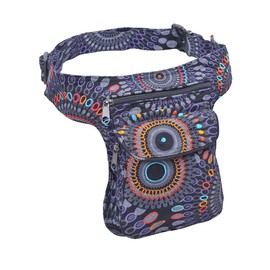 The Collection Royal Handmade Festival Waistpack Boho Hippie Waist Bag Hip Bum Running Belt Fanny Pack Travel Utility Belt (Blk+Mul E)