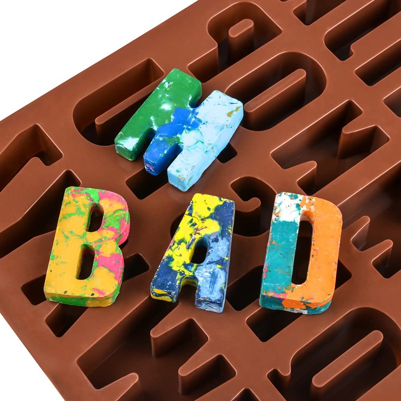 26 Cavities Large Letter Molds Silicone Alphabet Mold for Crayon,