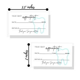 Dental Appointment Reminder Cards | 50 pack | Teeth Whitening, Dental Office, Client Reminder, Patients, Pediatric Dentist, Orthodontics, Bulk 2x3.5” Minimalist Teal Tooth