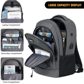 WINDARS Backpack for Men and Women, Casual School Backpacks for Teens Boys and Girls, Bungee Students Bookbag 15.6 inch Laptop Bag with USB Charger for College High School Travel (Dark Gray)