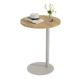 Katrawu C Shaped Round End Table, Small Side Table for Couch,Tv Trays for Eating,Snack Sofa Tray Table with Metal Leg for Living Room, Bedroom, Bedside,and Office (Rustic Oak)