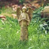 Resin Religious Garden Statue Standing Angel with Bird Statuary for
