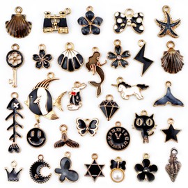 JIALEEY Assorted Gold Plated Enamel Charm Pendant DIY for Earrings Necklace Bracelet Jewelry Making and Crafting, 31PCS