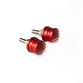License Plate Screws M6 Aluminum Universal 6mm with American Flag for Motorcycle ATV Auto Bolts Vehicles - Stainless Steel Screw for License Plates (2pcs,Red)