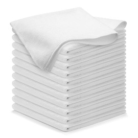 USANOOKS Microfiber Cleaning Cloth - White - 12Pcs (12.5x12.5 inch) High Performance - 1200 Washes, Ultra Absorbent Car Towel Traps Grime & Liquid for Streak-Free Mirror Shine - Car Washing Cloth