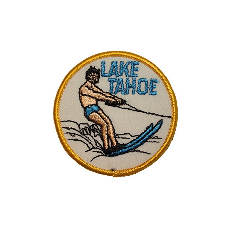FB054 Lake Tahoe Water Skiing Embroidered Applique Travel Souvenir Patch