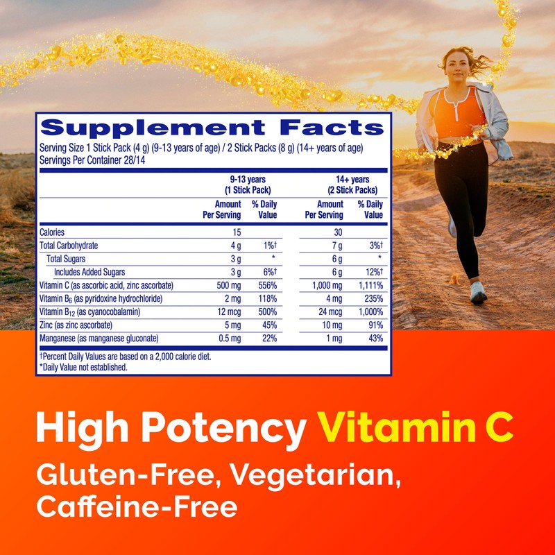 Emergen-C Crystals, On-the-Go Emergen-C Immune Support Supplement with Vitamin C,