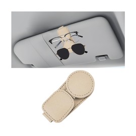 zipelo Sunglasses Holder for Car Visor, Magnetic Leather Vehicle Eyeglass Hanging Double Clip, Automotive Interior Glasses Ticket Card Hanger Clamp, Universal for SUV, Sedan, Truck(Brige)