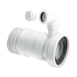 McAlpine WC-F26RV Straight Flexible WC Connector with Vent Boss-170 > 410mm, White