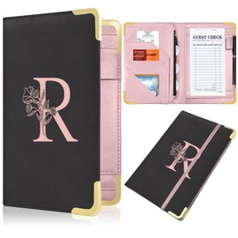 YeeCASE Server Book, Alphabet Waitress Book for Waitress, Leather Waitess Book with Zipper Pocket, Server Manual Checkbook Fits Server Apron (R)