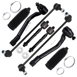 8-PC SET Suspension Kit fit 2011-2012 for Hyundai Sonata for Kia Optima Front Outer Inner Tie Rod End Steering Boot Sway Bar Link