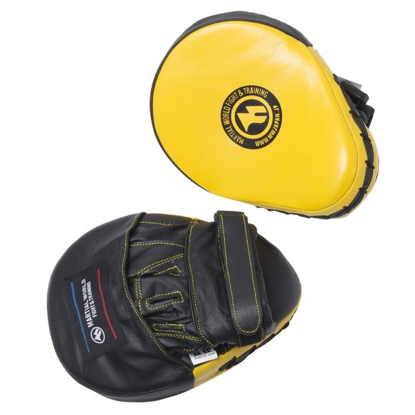 MARTIAL WORLD PM130-YLBK Professional Punching Mitt, Yellow and Black, Height 9.1 x Width 6.7 x Thickness 2.0 inches (23 x 17 x 5 cm)