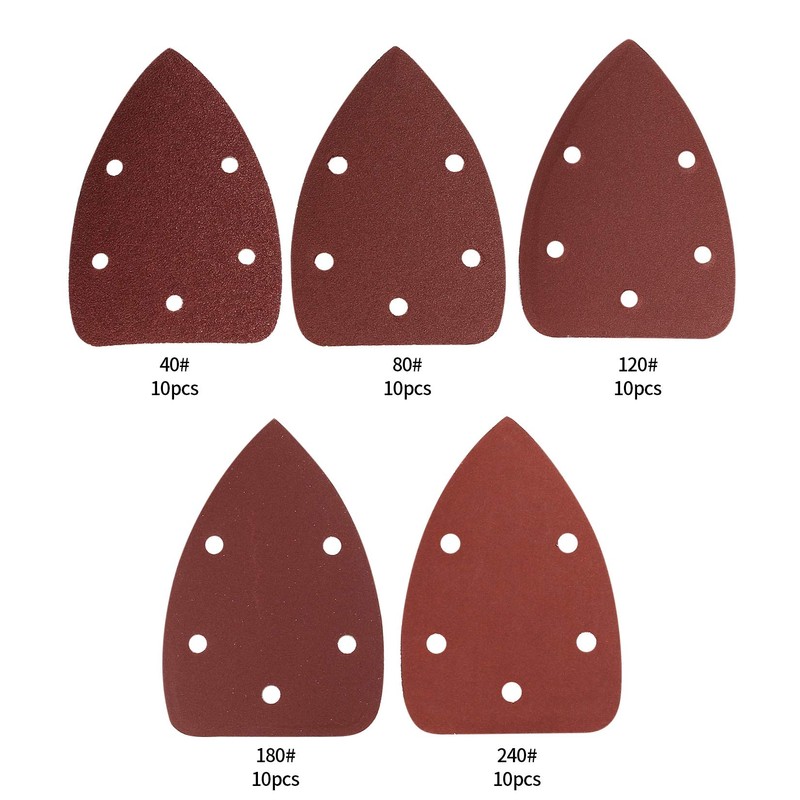 50 Pieces Sanding Discs Pads, 5 Holes Hook and Loop