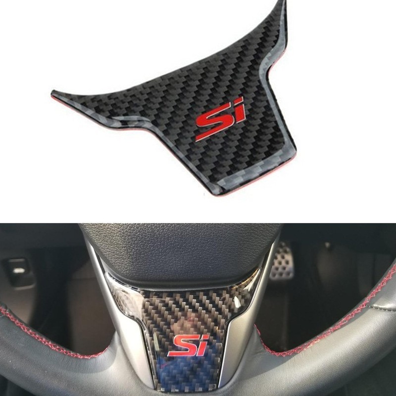 AJLOTMO Carbon Fiber Interior Steering Wheel Cover Panel Frame Trim